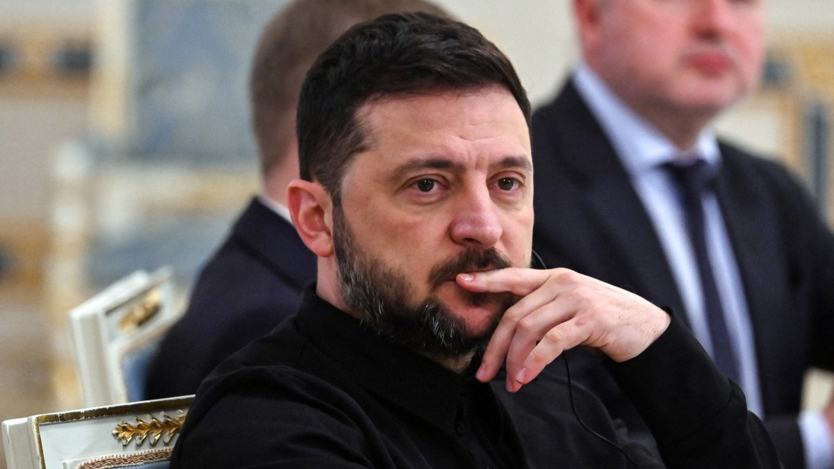 Ukrainian President Volodymyr Zelensky during a meeting with the Dutch Minister of Foreign Affairs in Kyiv on October 28, 2025.