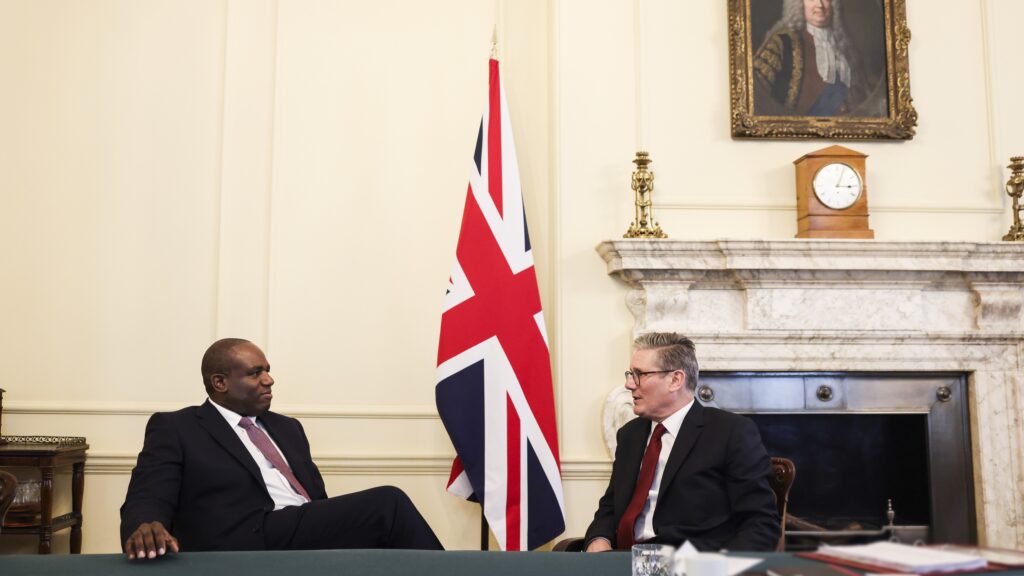 David Lammy (L) and Keir Starmer at 10 Downing Street in London on July 5, 2024