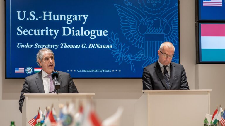 Under Secretary of State for Arms Control and International Security and Péter Sztáray, State Secretary for Security Policy and Energy Security at the Hungarian Ministry of Foreign Affairs and Trade at ILEA Budapest on December 12, 2025