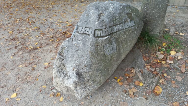 The Amnesty International memorial stone near the Lindau train station in Lindau, Bavaria, Germany