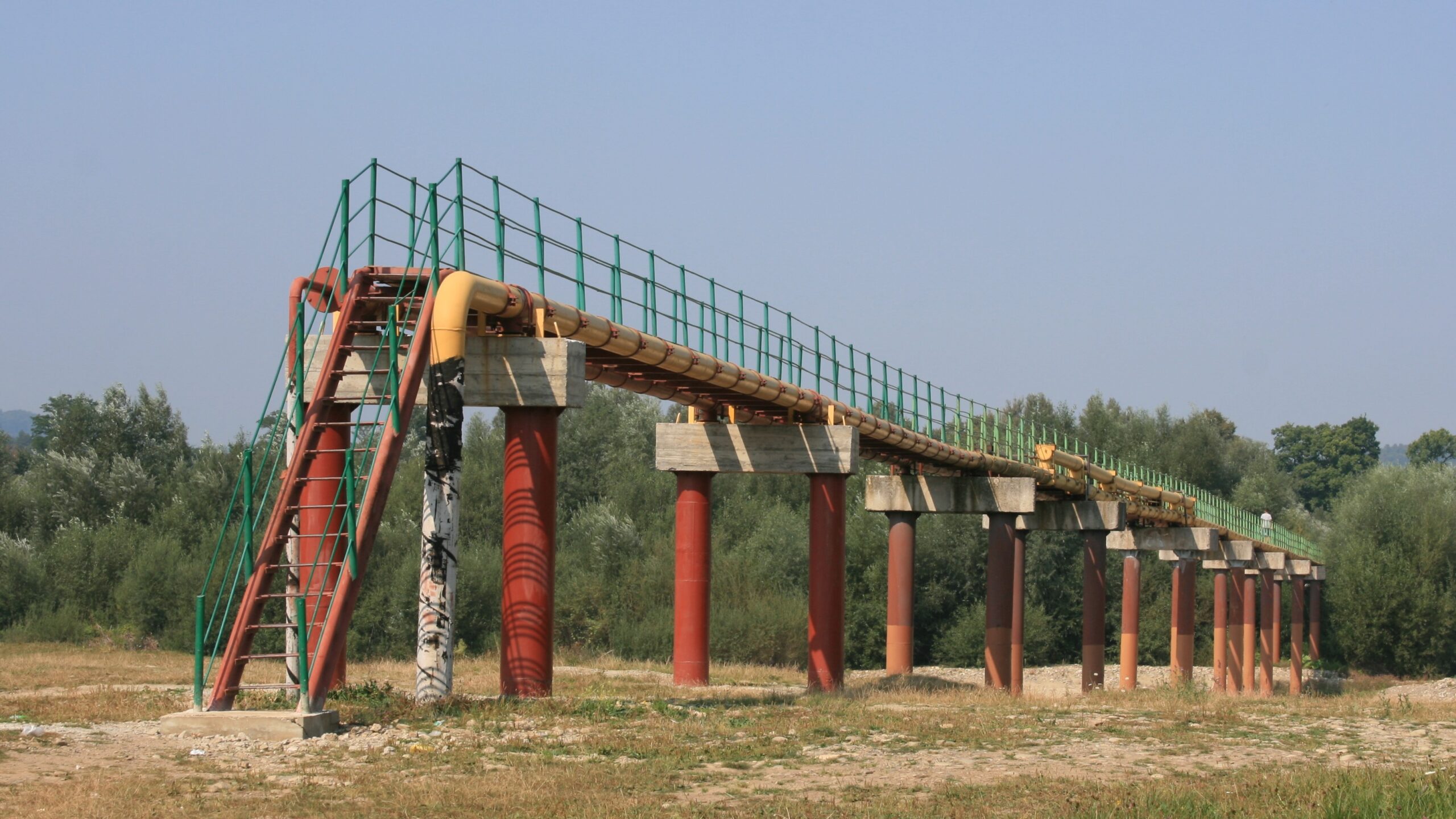 A surface stretch of the the Druzhba oil pipeline in Rozhirche village, Lviv region in 2011