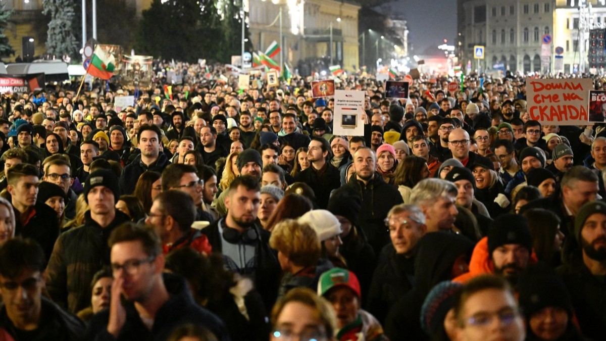 Anti-government protesters in Sofia, Bulgaria on December 10, 2025