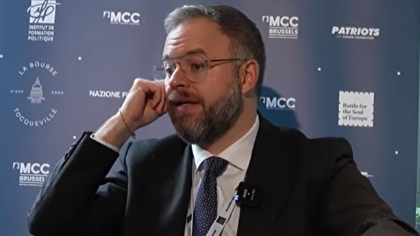 Balázs Orbán, political director of the Hungarian Prime Minister, speaks to GBNews at the ‘Battle for the Soul of Europe’ conference in Brussels on December 4, 2025.