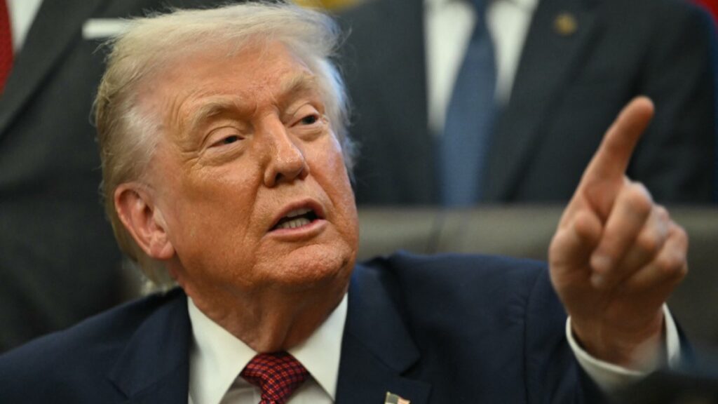 U.S. President Donald Trump speaks to the press in the Oval Office of the White House in Washington, D.C. on December 3, 2025.