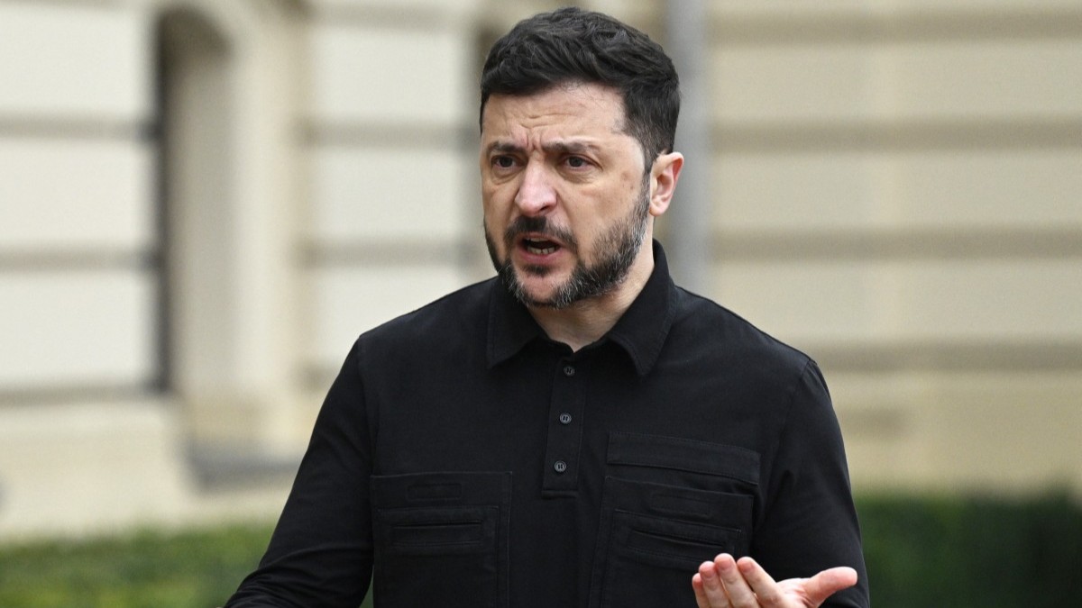 President of Ukraine Volodymyr Zelensky speaks to press before his meeting with President of Cyprus in Kyiv on December 4, 2025.