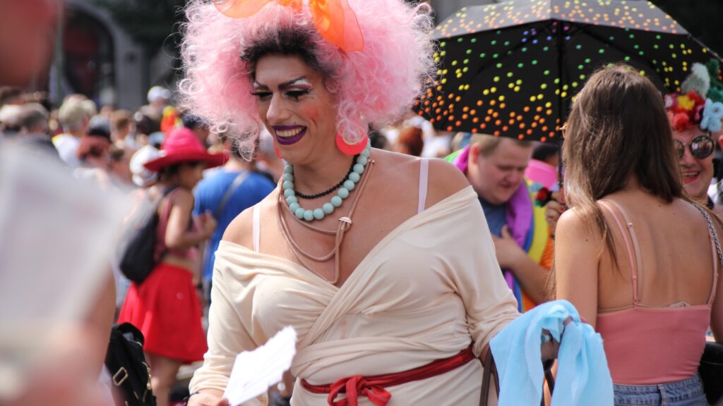 A drag queen in Berlin during the CSD in 2018