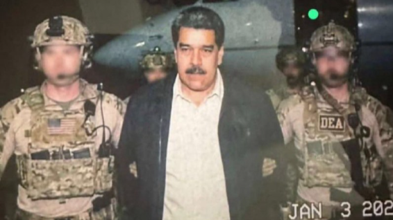 Toppled Venezuelan President Nicolás Maduro being escorted by DEA agents on January 3, 2026.