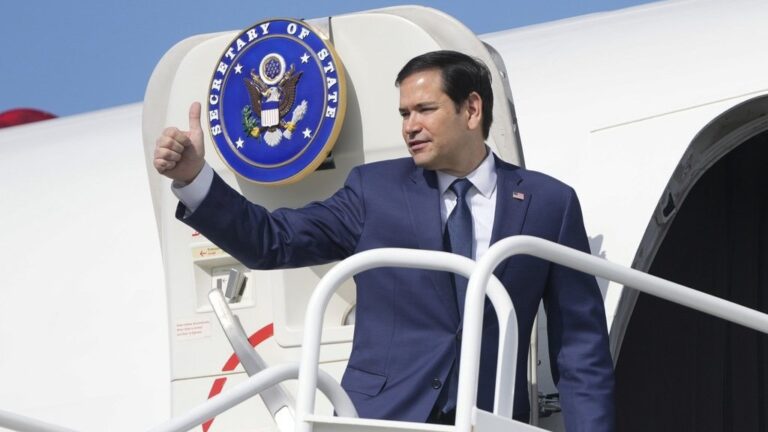 U.S. Secretary of State Marco Rubio aboard Air Force Three
