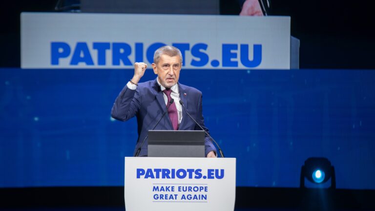 Andrej Babiš at a Patriots for Europe meeting in Madrid on February 8, 2025