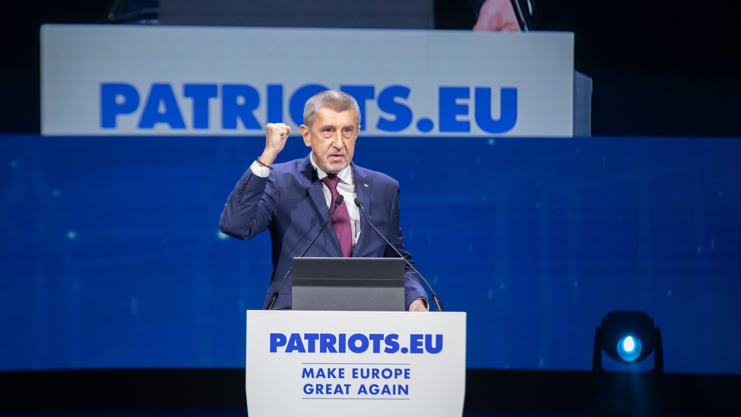 Andrej Babiš at a Patriots for Europe meeting in Madrid on February 8, 2025