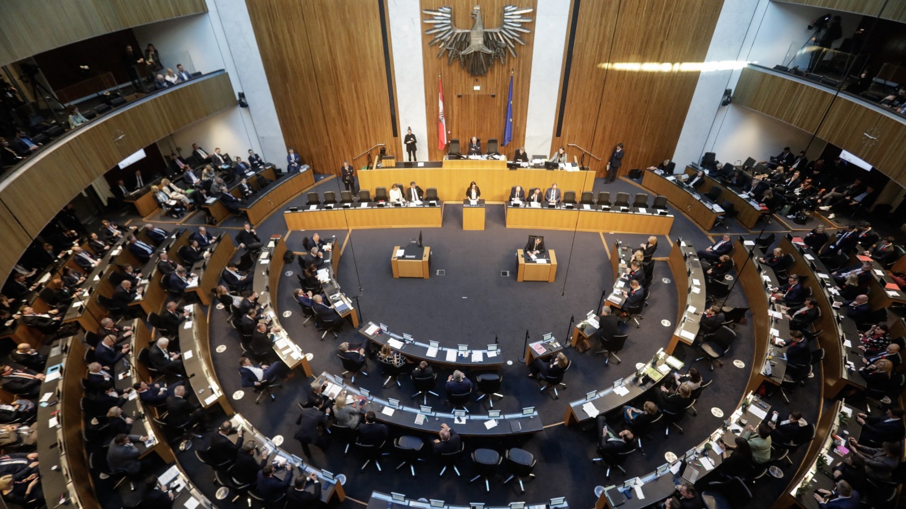 Austrian Parliament with MPs attending for the first time after the National Council elections in Vienna on October 24, 2024.