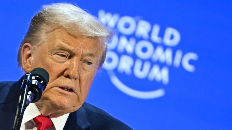 U.S. President Donald Trump delivers a special address during the World Economic Forum (WEF) annual meeting in Davos on January 21, 2026.