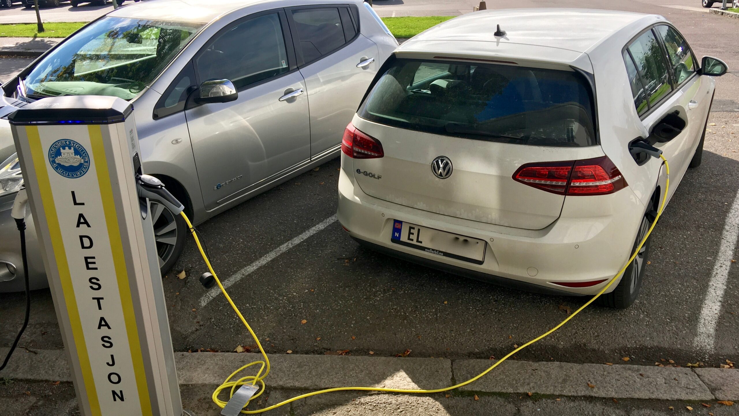 An electric charging station in Tønsberg, Norway, in September 2017