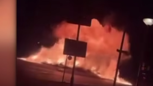 A petrol bomb exploding in a Dutch city on New Year's Eve