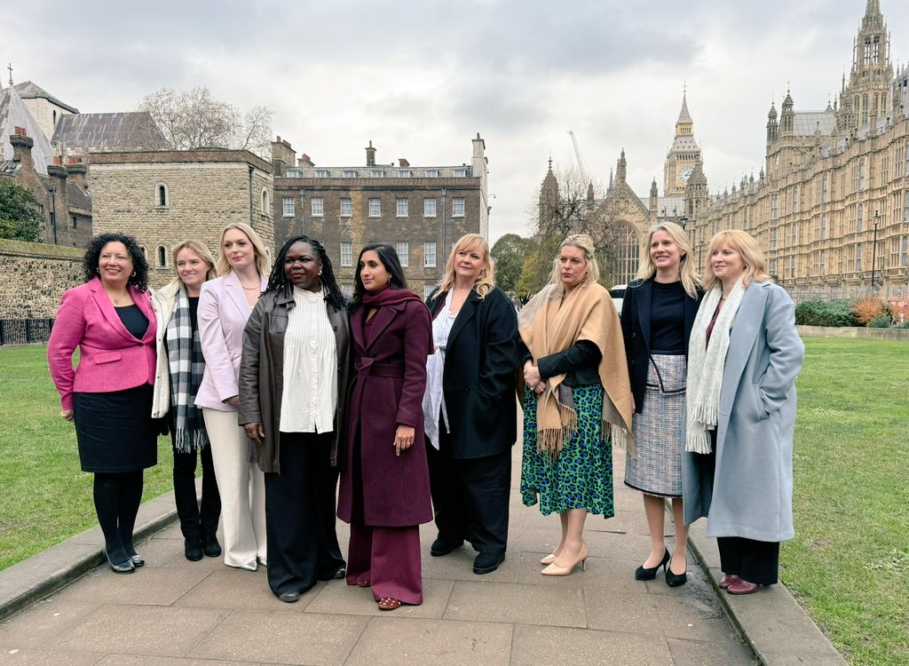 Jennifer Melle (C) with gender-critical activist Maya Forstater (L1), Sandie Peggie, the Darlington Nurses and some of the MPs who have signed the petition supporting Jennifer.