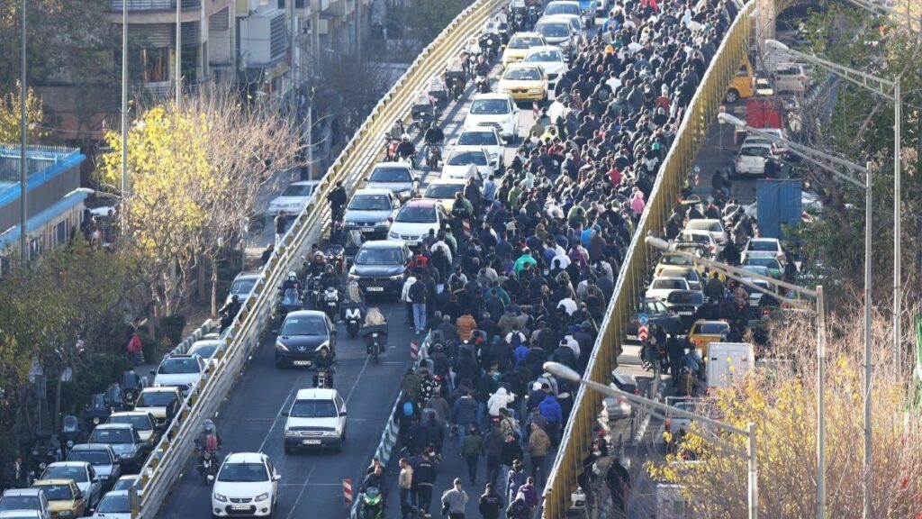 Iranians taking to the streets in protest on January 2, 2026