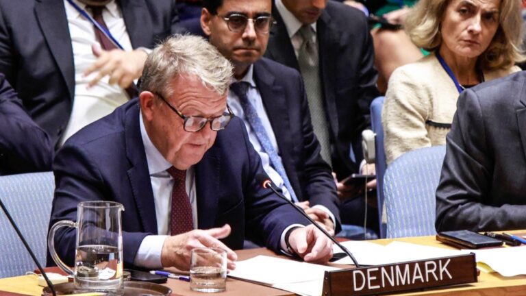 Denmark’s Foreign Minister Lars Løkke Rasmussen speaks during a United Nations Security Council meeting on Ukraine at UN headquarters in New York on September 23, 2025.
