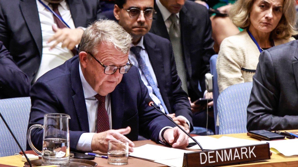 Denmark’s Foreign Minister Lars Løkke Rasmussen speaks during a United Nations Security Council meeting on Ukraine at UN headquarters in New York on September 23, 2025.