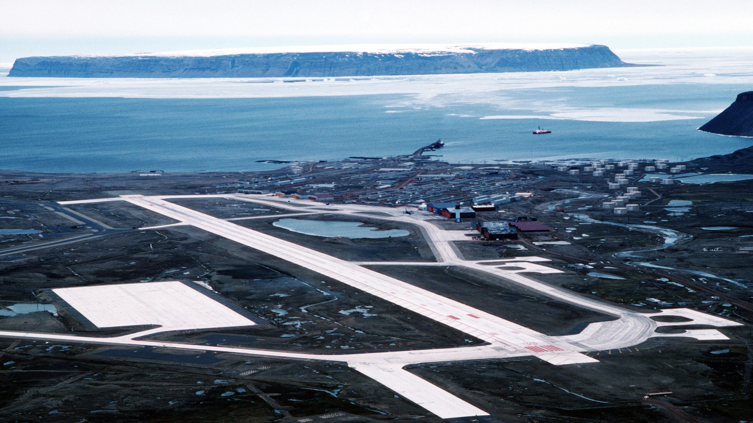 An aerial view of the United States’ Pituffik Space Base (formerly Thule Air Base)