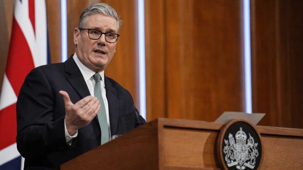 UK Prime Minister Keir Starmer delivers a statement in the media briefing room at 9 Downing Street in central London on January 19, 2026.
