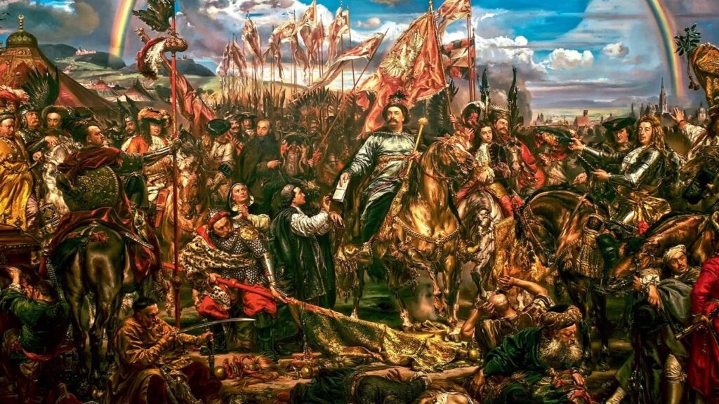 Jan III Sobieski sending the message of victory to the Pope after the Battle of Vienna (cropped) (Oil draft 58 x 100 cm by Jan Matejko (1838-1893))