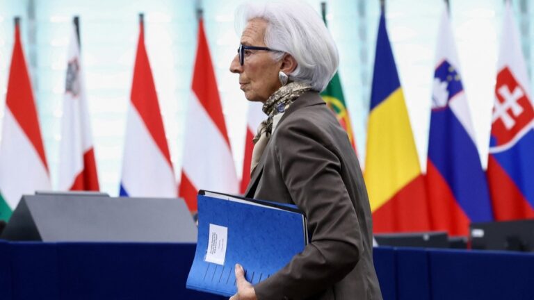 European Central Bank (ECB) President Christine Lagarde arrives to present the bank’s 2025 Annual Report to the European Parliament in Strasbourg, on February 9, 2026.