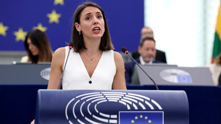 MEP Irene Montero speaks during a voting session to elect the new President of the European Parliament during the first plenary session of the newly-elected European Assembly in Strasbourg on July 16, 2024.