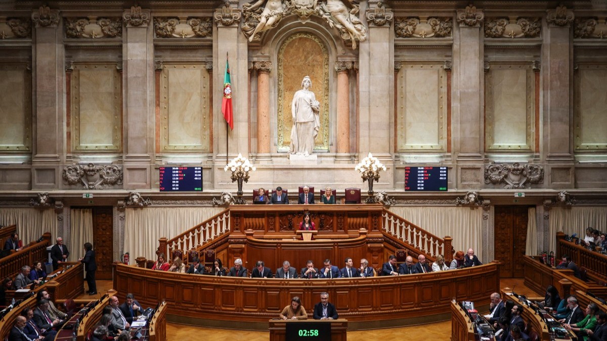 A general view of the Portuguese parliament during the state budget debate on November 27, 2025.