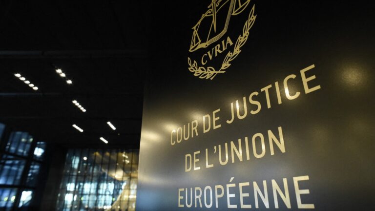 The sign of the Court of Justice of the European Union in Luxembourg