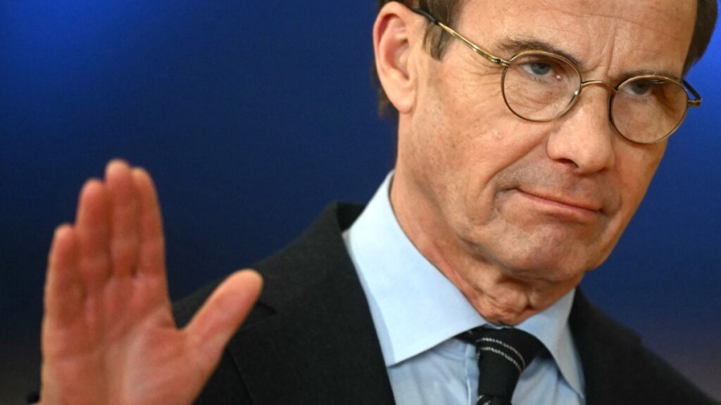 Sweden’s Prime Minister Ulf Kristersson arrives for a European Council meeting to discuss recent developments in transatlantic relations, in Brussels, on January 22, 2026.