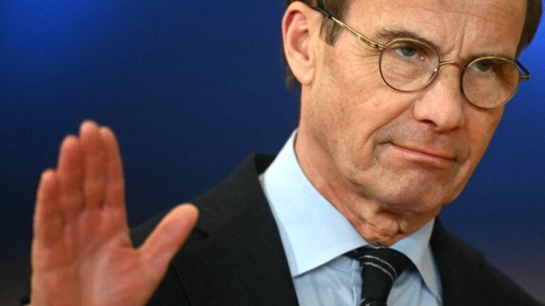 Sweden’s Prime Minister Ulf Kristersson arrives for a European Council meeting to discuss recent developments in transatlantic relations, in Brussels, on January 22, 2026.