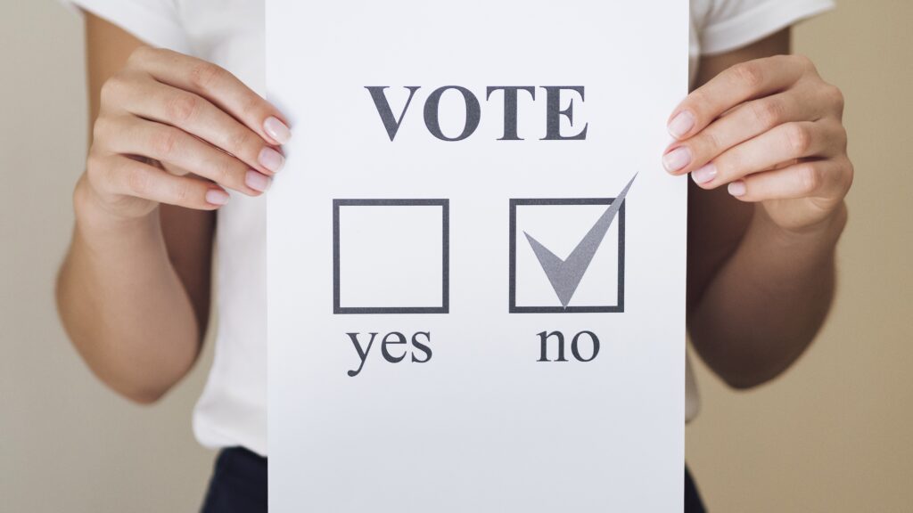 Yes-no vote picture (illustration of opinion poll)
