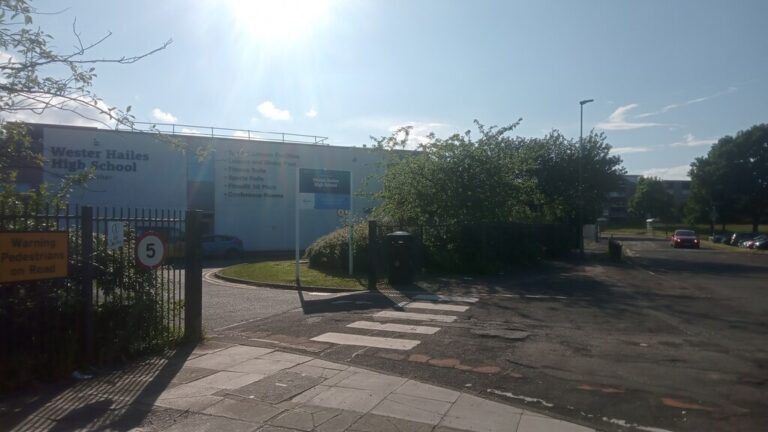 The entrance of Wester Hailes High School in Edinburgh, Scotland