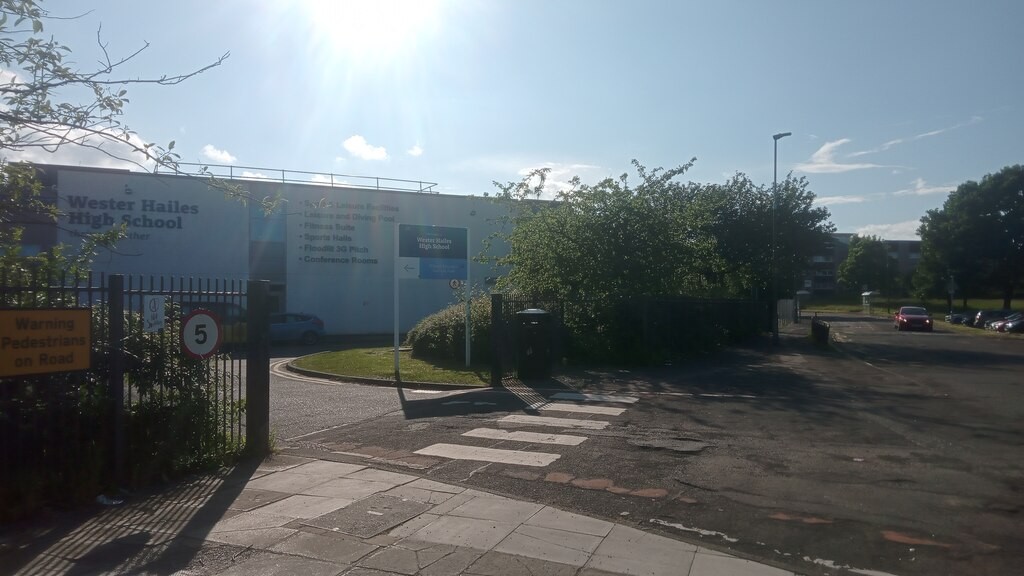 The entrance of Wester Hailes High School in Edinburgh, Scotland