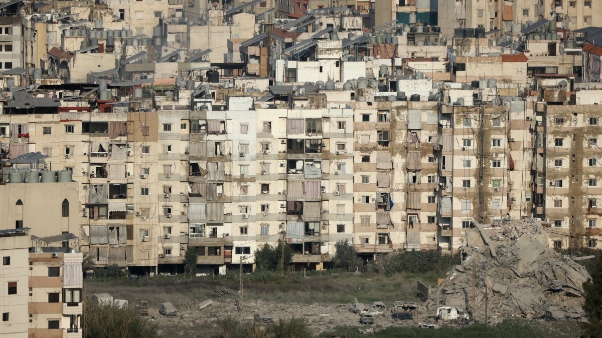 Damaged buildings are seen after Israeli air strikes that targeted a neighbourhood in Beirut’s southern suburbs, on March 7, 2026.