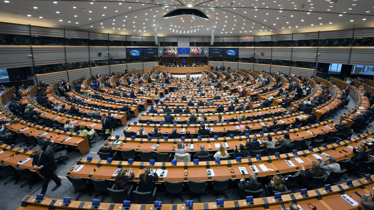 Members of the European Parliament attend a session in the hemicycle in Brussels, on November 12, 2025.