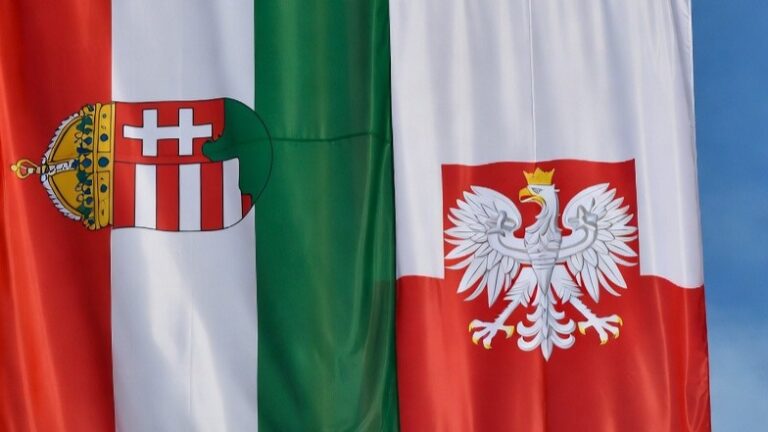 The flags of Hungary and Poland