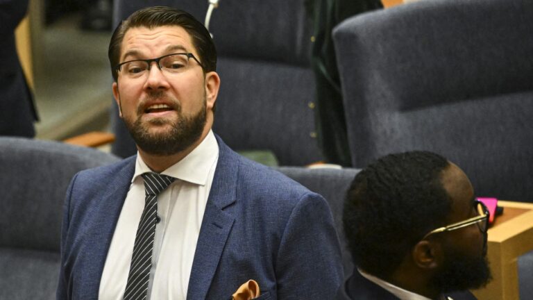 The leader of the Sweden Democrats Jimmie Åkesson attends the opening of the Swedish Parliament Riksdagen on September 27, 2022 in Stockholm.