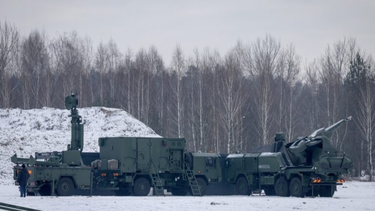 The SA35 anti-aircraft 35mm gun module which during an open test of unmanned weapon systems conducted by the Polish Armaments Group at the Military Institute of Armament Technology training ground in Zielonka, on February 19, 2026.