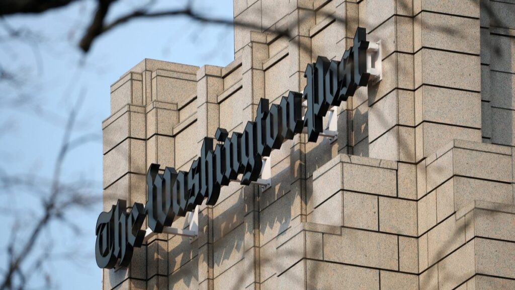 The Washington Post logo in Washington, D.C. on March 13, 2026