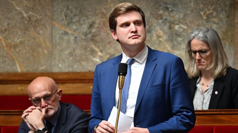 French MP Charles Rodwell, member of the Renaissance group, addresses a speech during a session of questions to the government at the National Assembly in Paris on May 16, 2023.
