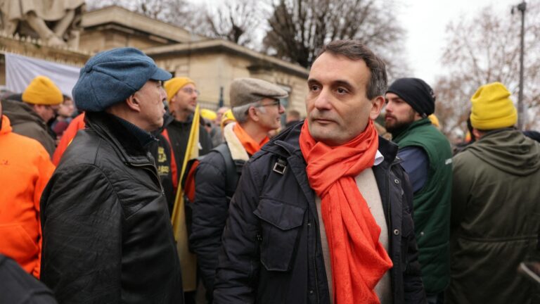 French politician, president of the Les Patriotes movement Florian Philippot looks on in front of France´s National Assembly during a demonstration of French agricultural union Coordination Rurale (CR) on January 8, 2026.