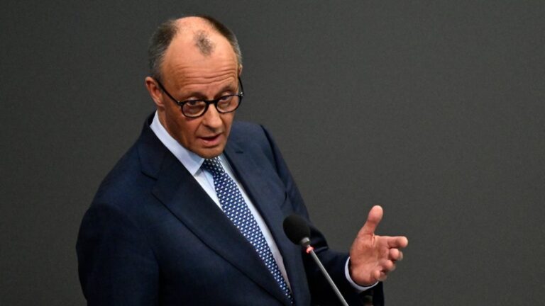 German Chancellor Friedrich Merz answers questions from parliamentarians to the government during a question time at the Bundestag in Berlin, on March 25, 2026.