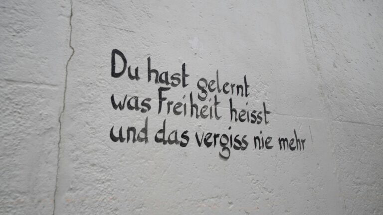 The Freedom Graffiti on the remnants of the Berlin Wall reads “You have learnt what freedom means and never forget it”.