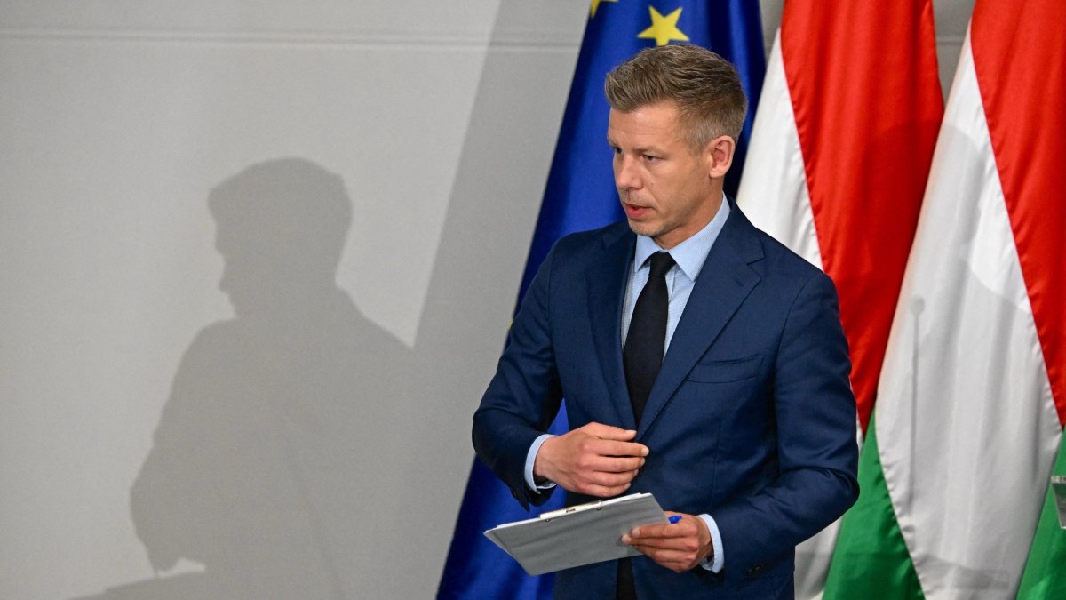 Péter Magyar leaves after a press conference in Budapest, Hungary, on April 20, 2026.