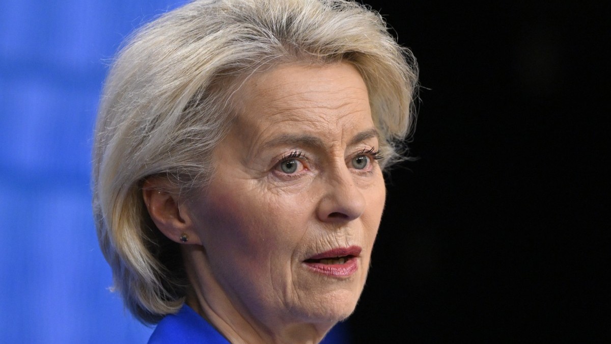 President of the European Commission Ursula von der Leyen speaks at a press conference during the EU Summit at the EU headquarters in Brussels, on March 19, 2026.