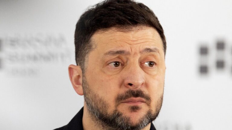 Ukraine’s President Volodymyr Zelensky addresses the media during the Bucha Summit in Bucha on March 31, 2026.