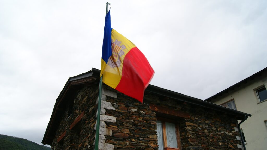 The Casa del Quart d’Anyós with the flag of Andorra