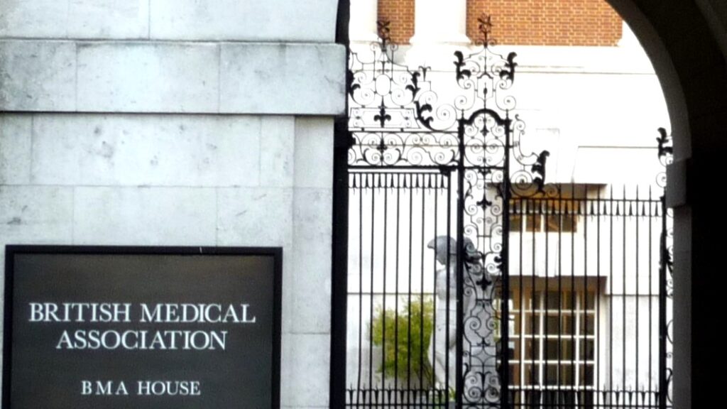 Main entrance of the British Medical Association House, Tavistock Square, London