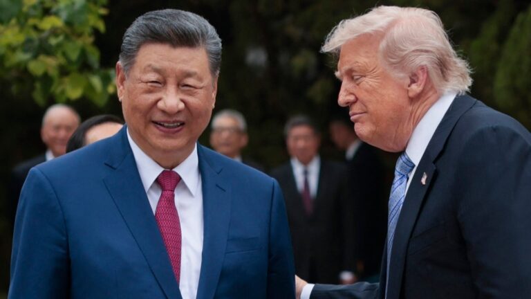 U.S. President Donald Trump (R) and China’s President Xi Jinping seen after Trump’s visit to Zhongnanhai Garden in Beijing on May 15, 2026.